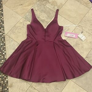 Alyce Paris Purple Pleated Fit and Flare Mini Dress